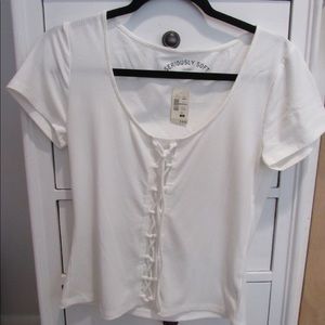 Seriously Soft AEO Ribbed Lace Up T-shirt